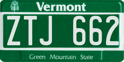 VT license plate ZTJ662