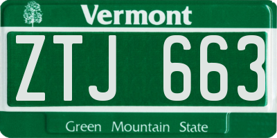 VT license plate ZTJ663