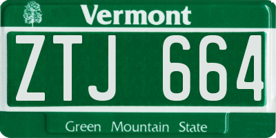 VT license plate ZTJ664