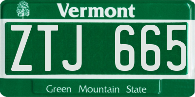 VT license plate ZTJ665