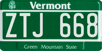 VT license plate ZTJ668