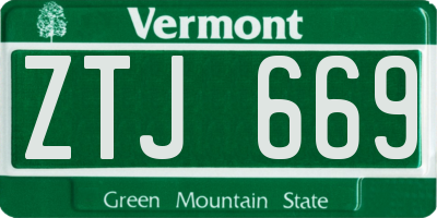 VT license plate ZTJ669