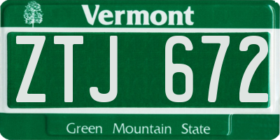 VT license plate ZTJ672