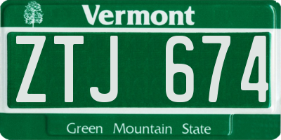 VT license plate ZTJ674