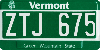 VT license plate ZTJ675
