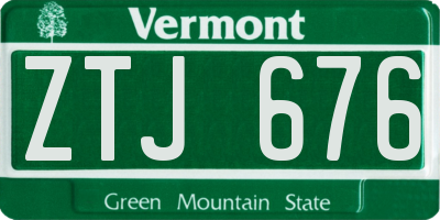 VT license plate ZTJ676