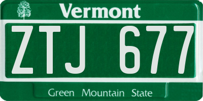 VT license plate ZTJ677