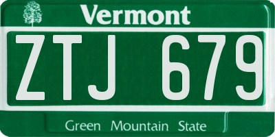 VT license plate ZTJ679