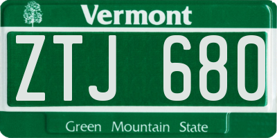 VT license plate ZTJ680