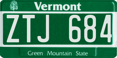 VT license plate ZTJ684