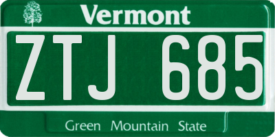 VT license plate ZTJ685