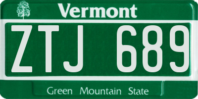 VT license plate ZTJ689