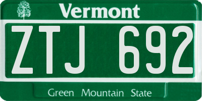 VT license plate ZTJ692