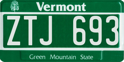 VT license plate ZTJ693