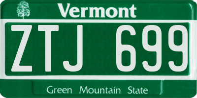 VT license plate ZTJ699