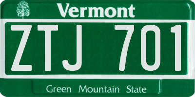 VT license plate ZTJ701