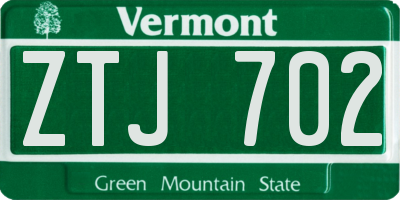 VT license plate ZTJ702