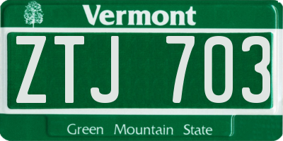 VT license plate ZTJ703