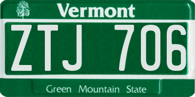 VT license plate ZTJ706