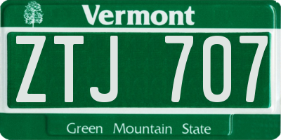 VT license plate ZTJ707