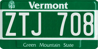 VT license plate ZTJ708