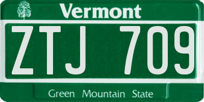 VT license plate ZTJ709