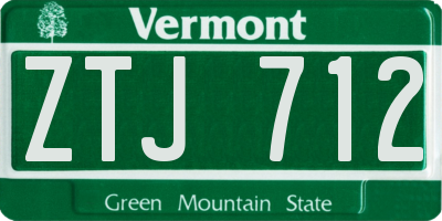 VT license plate ZTJ712