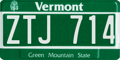 VT license plate ZTJ714
