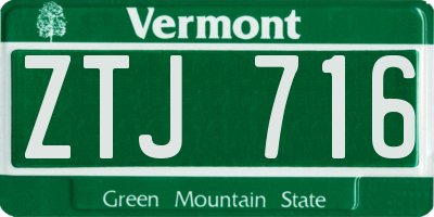 VT license plate ZTJ716