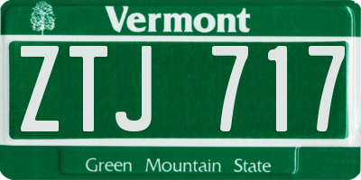 VT license plate ZTJ717
