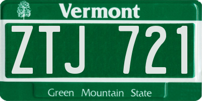 VT license plate ZTJ721
