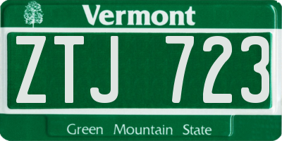 VT license plate ZTJ723