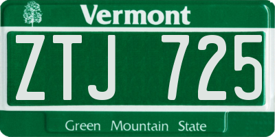 VT license plate ZTJ725