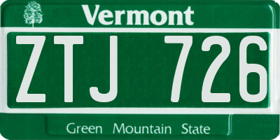 VT license plate ZTJ726