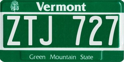 VT license plate ZTJ727