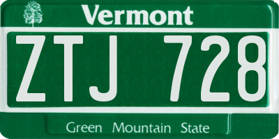 VT license plate ZTJ728