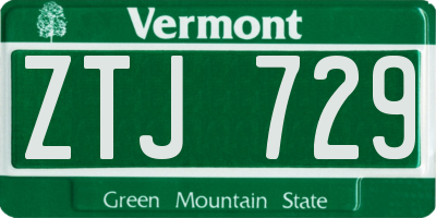 VT license plate ZTJ729