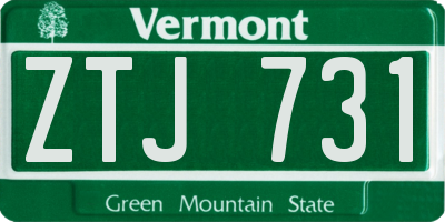 VT license plate ZTJ731