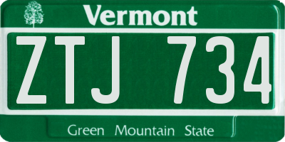 VT license plate ZTJ734