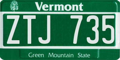 VT license plate ZTJ735