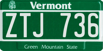 VT license plate ZTJ736