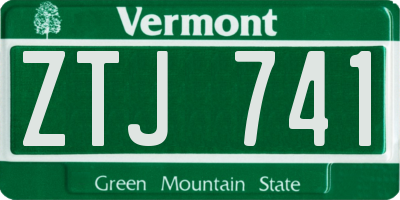 VT license plate ZTJ741