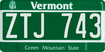 VT license plate ZTJ743