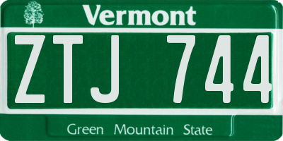 VT license plate ZTJ744