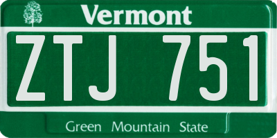 VT license plate ZTJ751