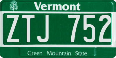 VT license plate ZTJ752