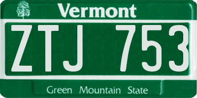 VT license plate ZTJ753