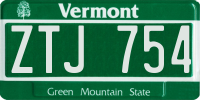 VT license plate ZTJ754