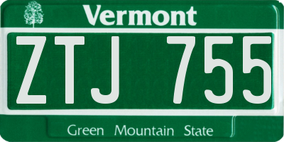 VT license plate ZTJ755