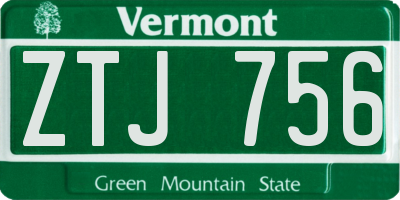VT license plate ZTJ756